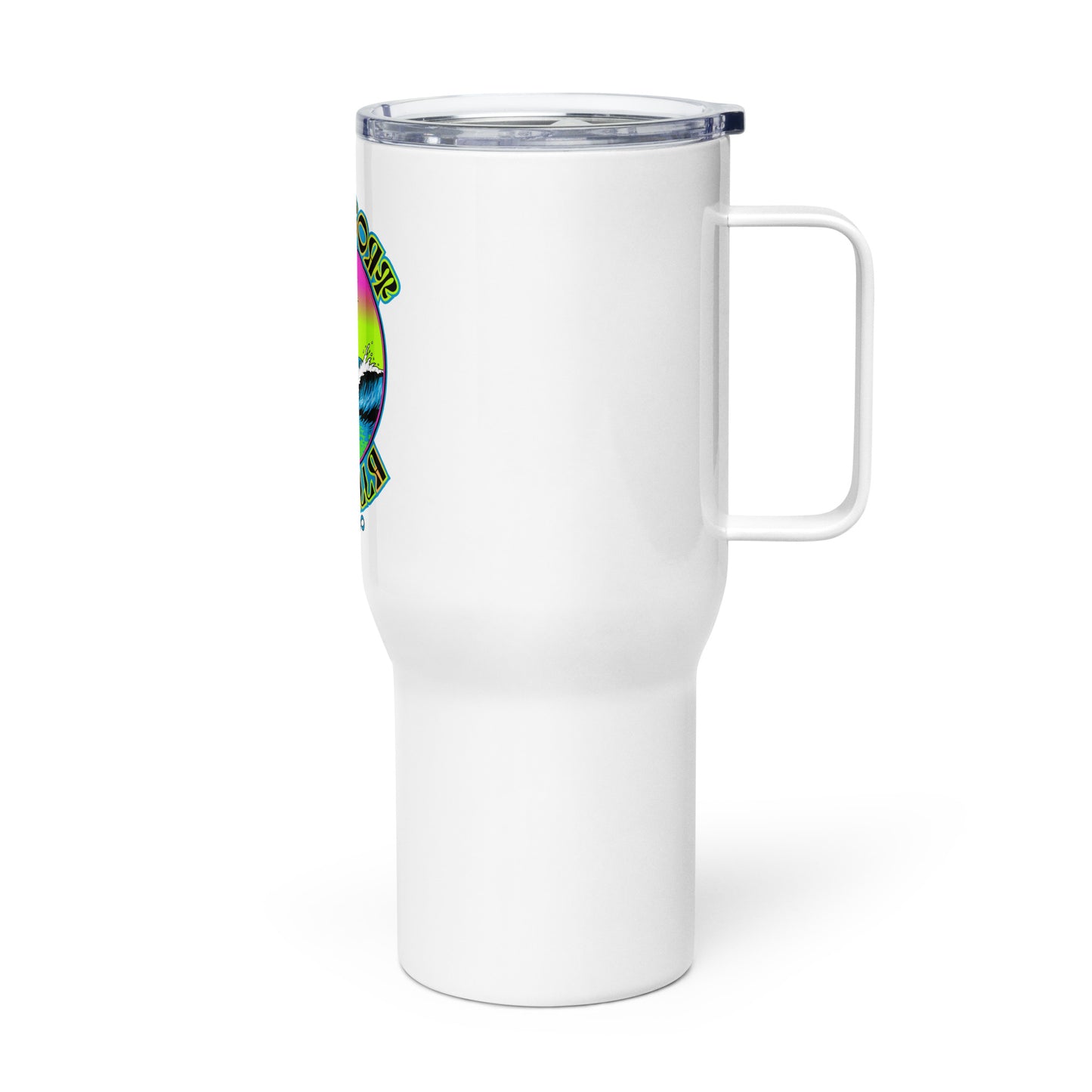 Retro Frame Wave Travel Mug with a Handle